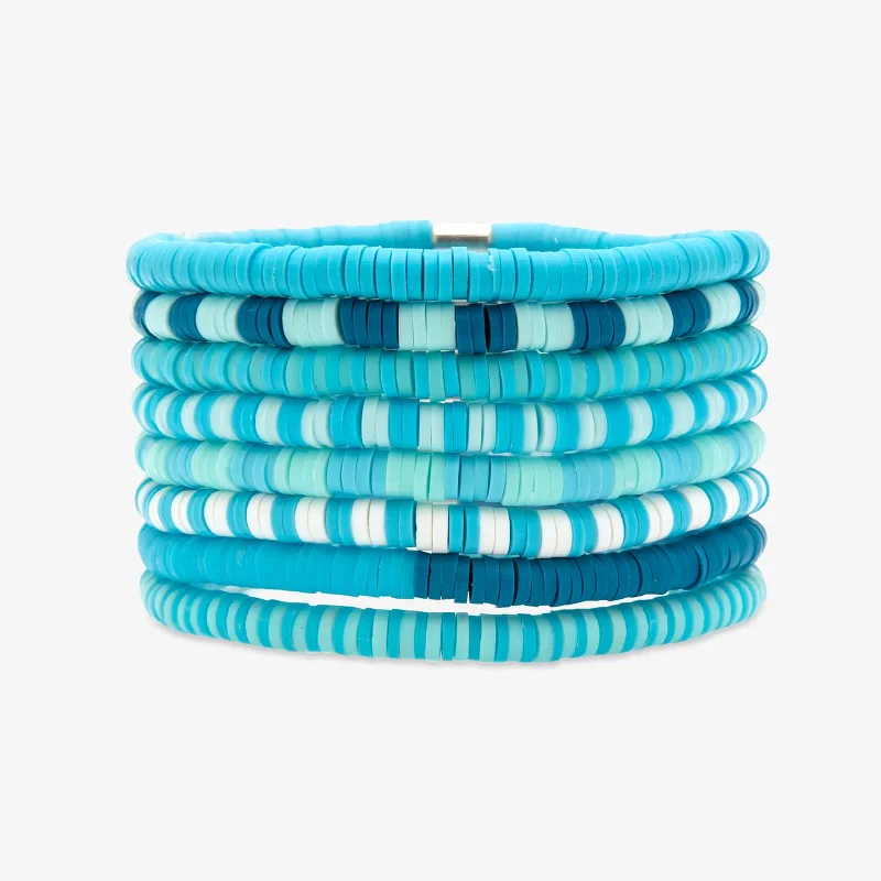 Blue Wave Stretch Bracelet Set of 8