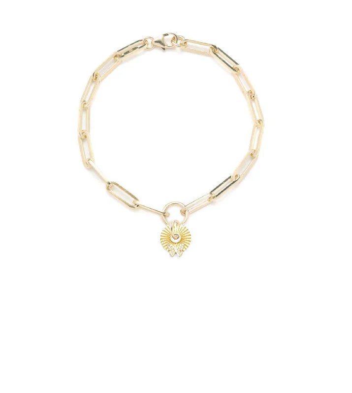 Butterfly - Reverie : Gold Symbol Disk Classic Fob Clip Chain Bracelet