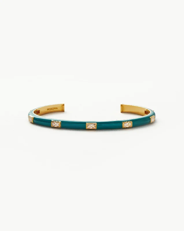 Enamel & Stone Cuff Bracelet