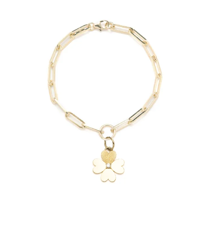 Four Heart Clover : Classic Fob Clip Chain Bracelet