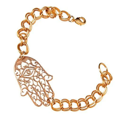 Hamsa Peace Bronze Link Bracelet