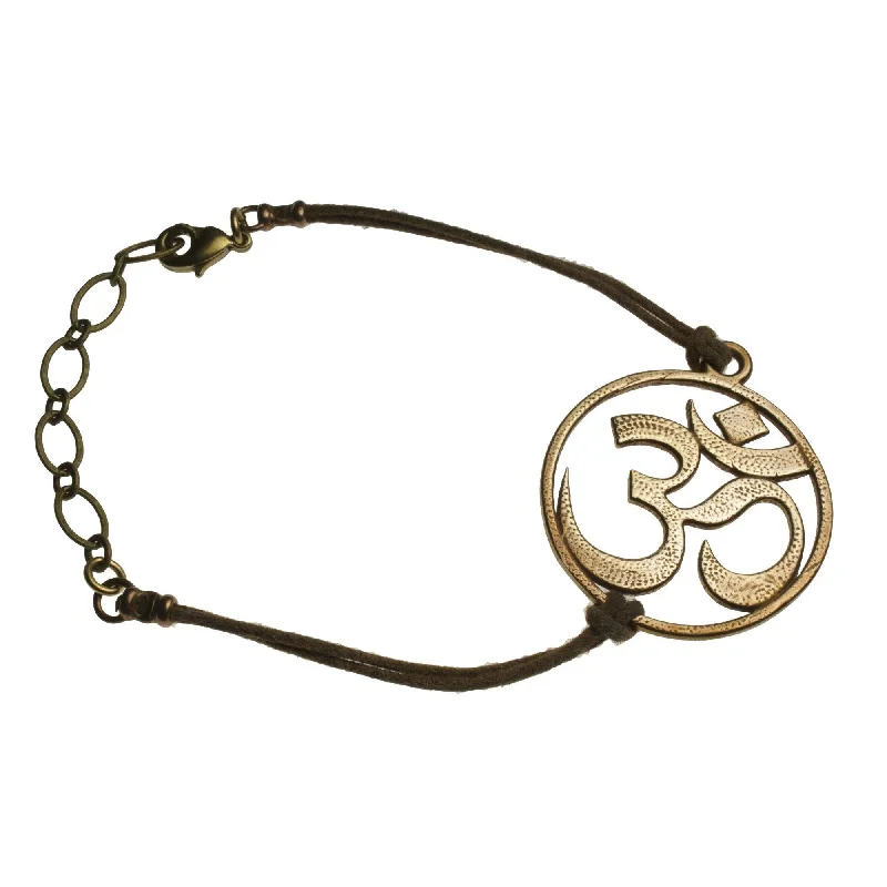 Om Peace Bronze Adjustable Bracelet