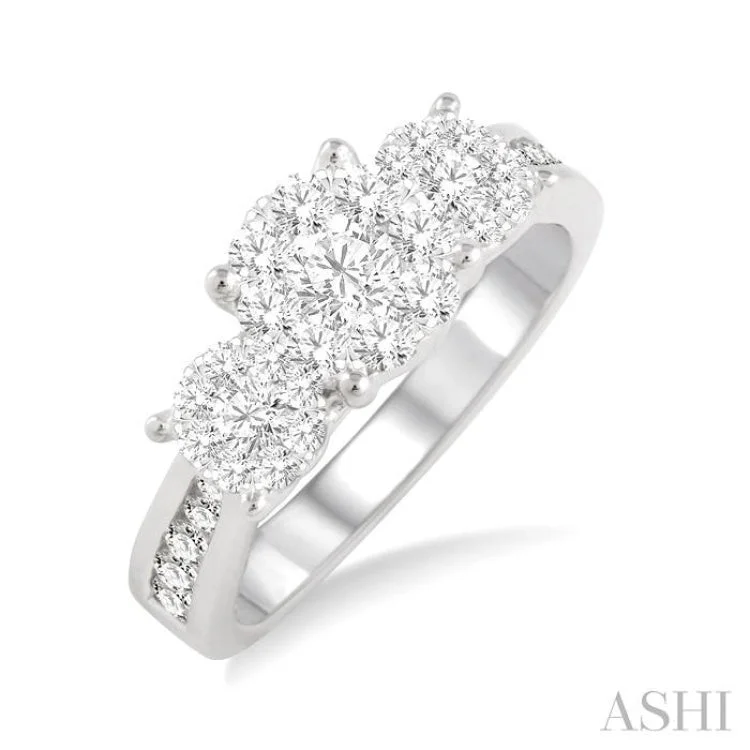 3/4 Ctw Lovebright Round Cut Diamond Ring in 14K White Gold