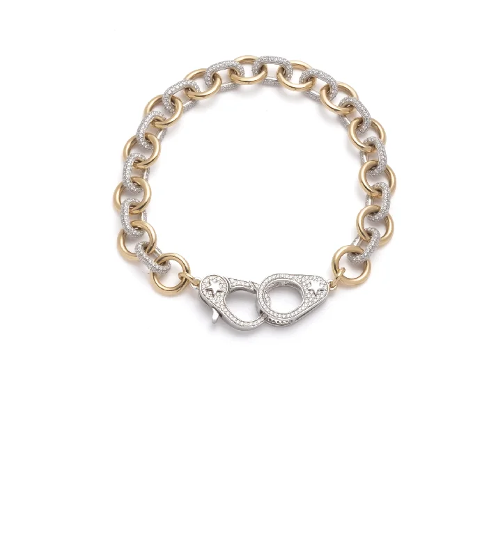 Midsized Mixed Link Diamond Pave Bracelet