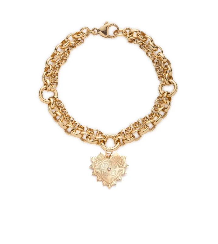 Radiating Heart : Heavy Mixed Belcher Chain Bracelet