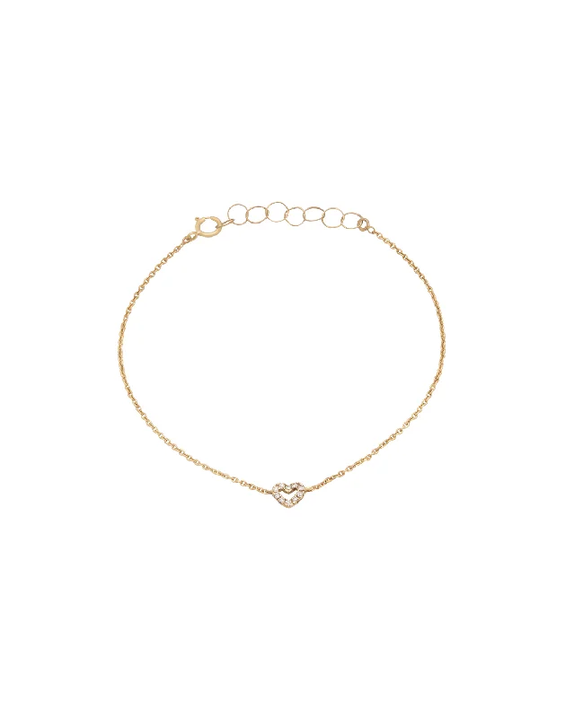 Solid Gold Diamond Heart Bracelet