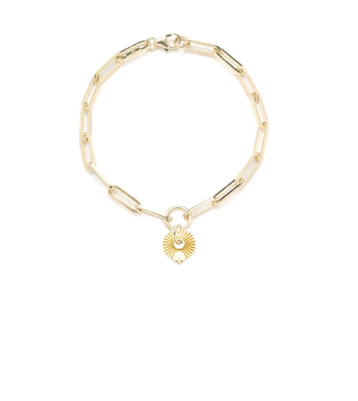 Spade - Reverie : Gold Symbol Disk Classic Fob Clip Chain Bracelet