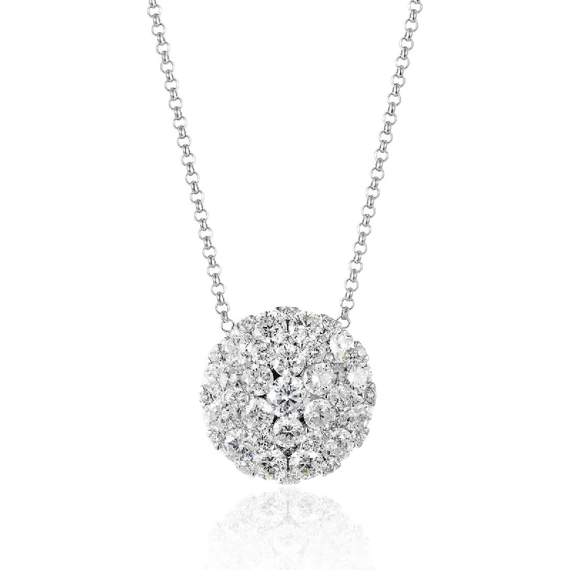 1.21ct Round Diamond Cluster 14K White Gold Necklace