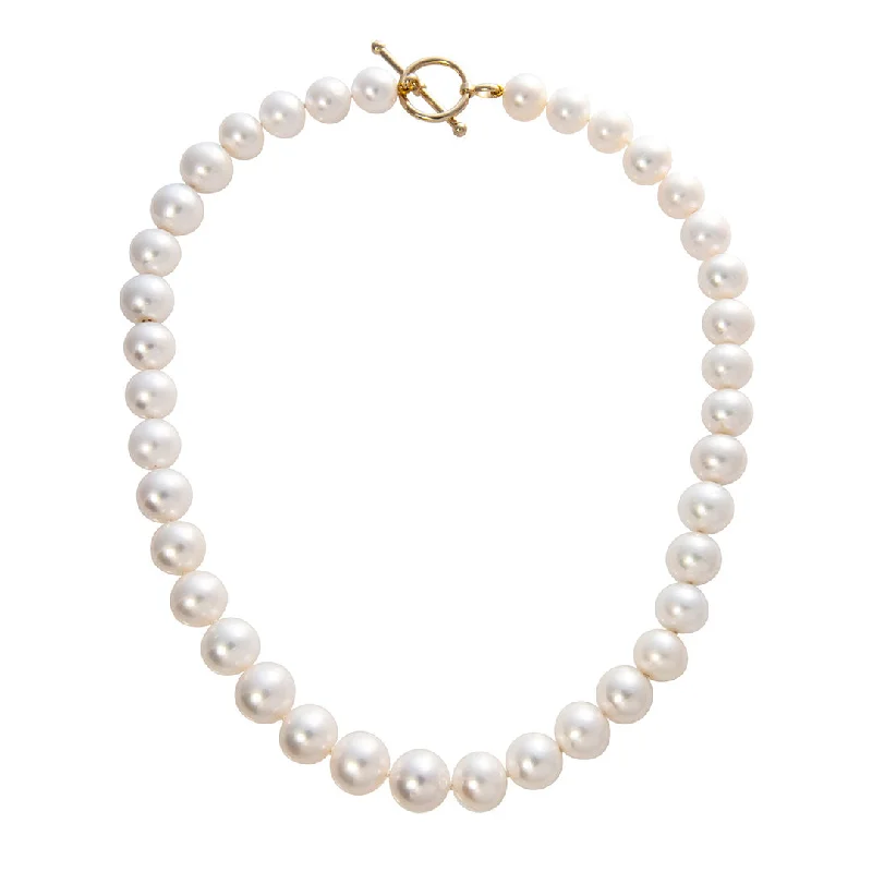 11-12mm Freshwater Pearl 14K Gold Toggle Clasp Necklace