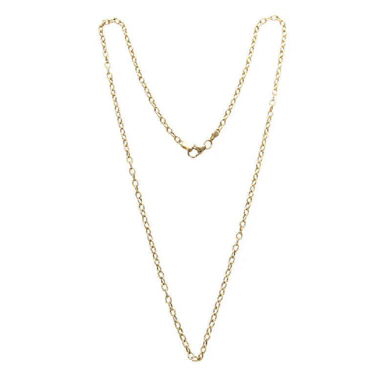 14K Yellow Gold Hammered Link Chain Necklace