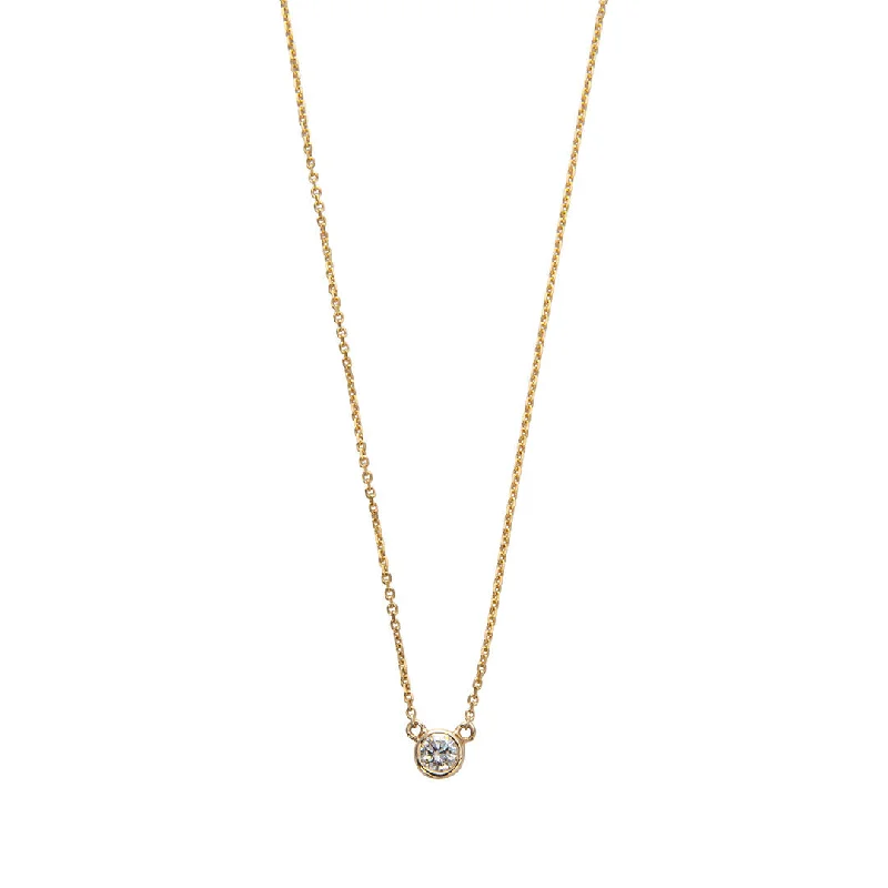 .25ctw Diamond Solitaire Bezel 14K Yellow Gold Necklace