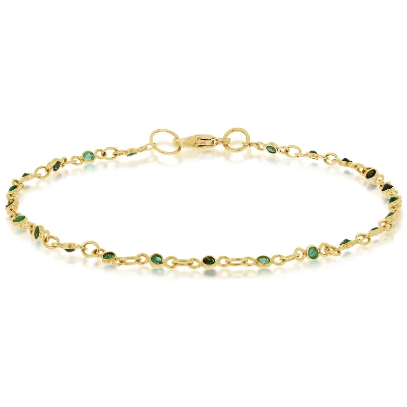 2mm Emerald Bezel Station Bracelet