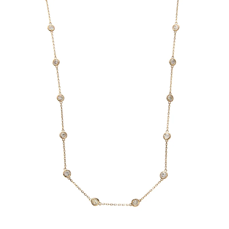 3ct Diamonds by the Yard 14 Station 14K Yellow Gold Necklace