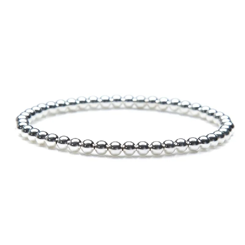 4mm Silver Beaded Bracelet