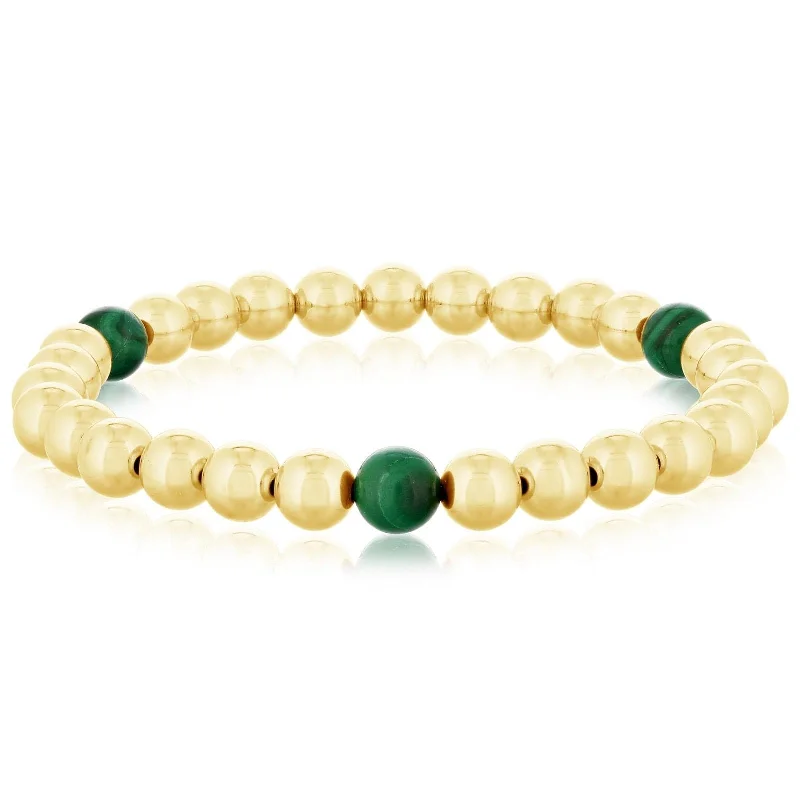 6mm Gold Filled & Malachite Beaded Bracelet