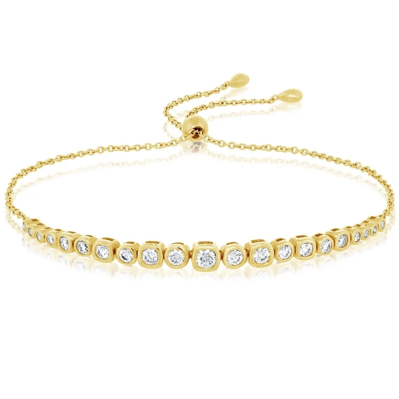 Adjustable Graduated Diamond Bezel Bolo Bracelet