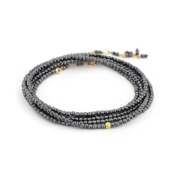 ANNE SPORTUN Hematite Beaded Wrap Bracelet