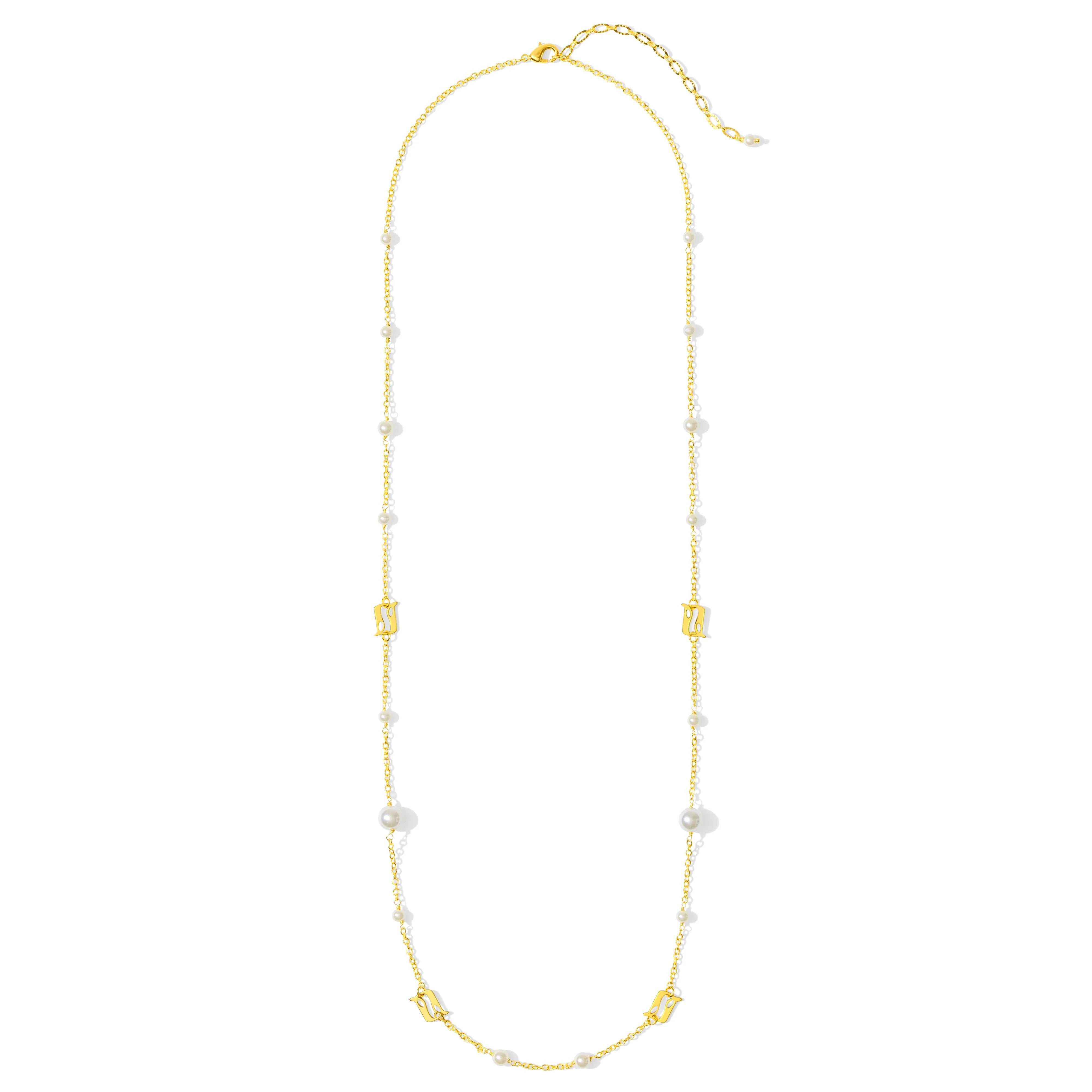 Beginning Pearl Logo Long Necklace