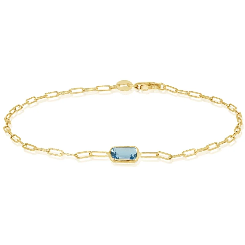 Blue Topaz Paperclip Bracelet