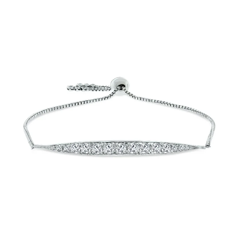 Bolo Diamond Bar Bracelet (0.96 ct Diamonds) in White Gold