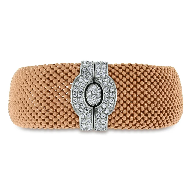 Rose Gold Diamond Lock Broad Bracelet (0.80 ct Diamonds) in Gold