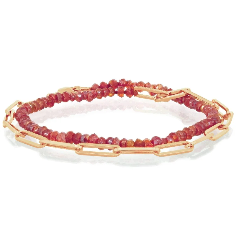 Carnelian &  Paperclip Double Wrap Bracelet