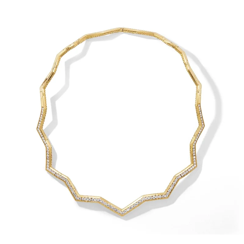 Zig Zag Stax™ Necklace in 18K Yellow Gold with Diamonds, 5mm