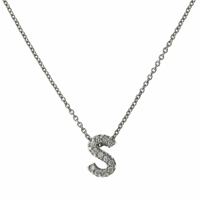 Roberto Coin 18K White Gold "S" Initial Diamond Necklace