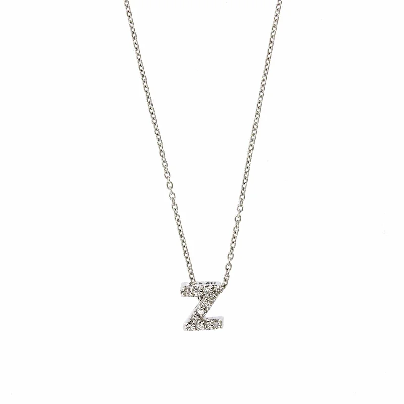 Roberto Coin 18K White Gold "Z" Initial Diamond Necklace