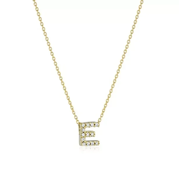 Roberto Coin 18K Yellow Gold "E" Initial Diamond Necklace