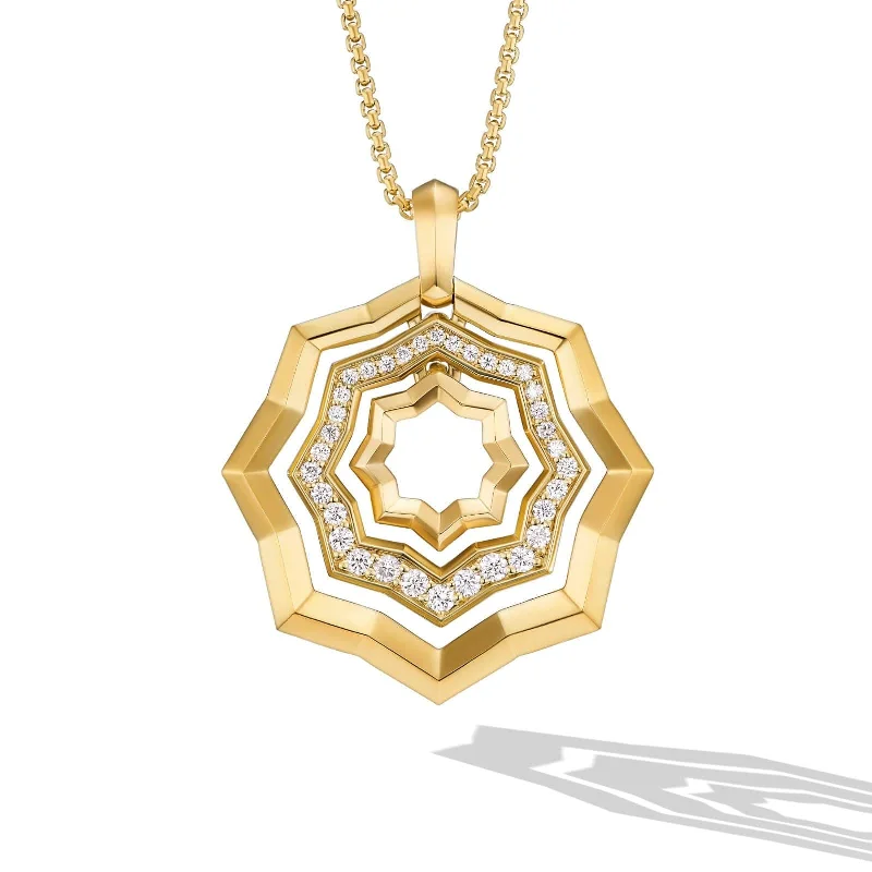 Stax Zig Zag Pendant Necklace in 18K Yellow Gold with Diamonds, 28mm