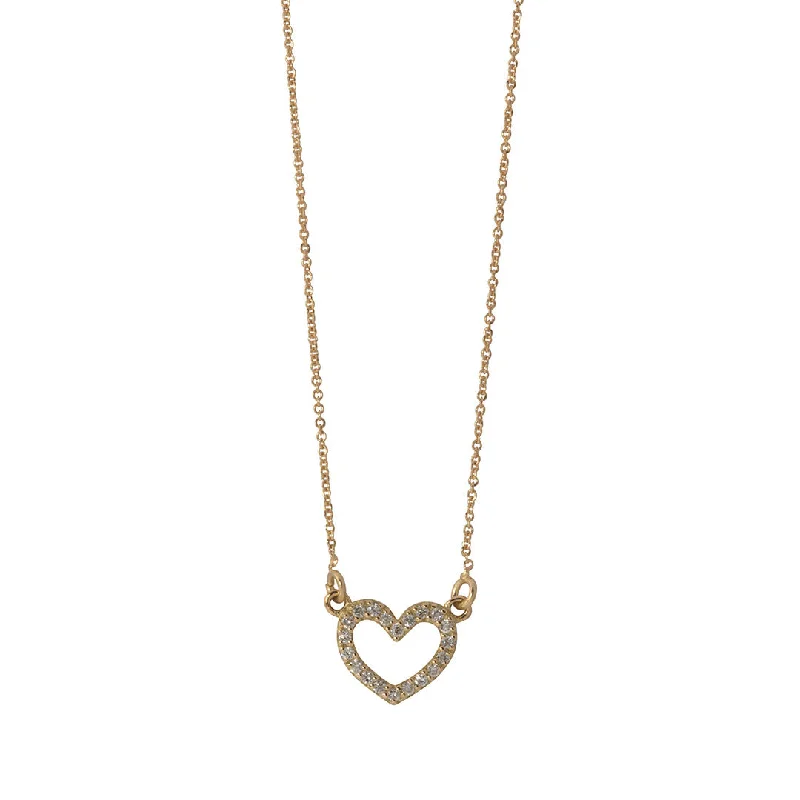 Diamond 18K Gold Small Open Heart Necklace