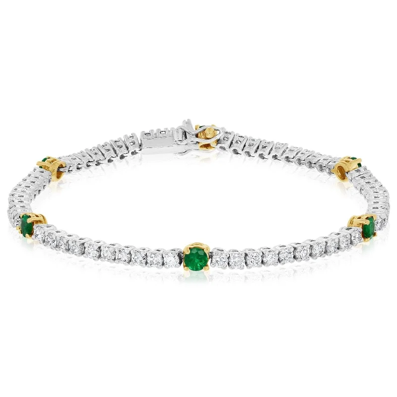 Diamond & Emerald Station Bracelet