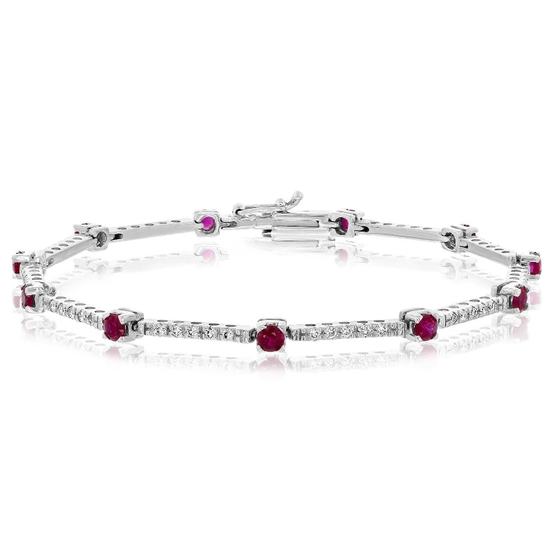 Diamond & Ruby Station Bracelet