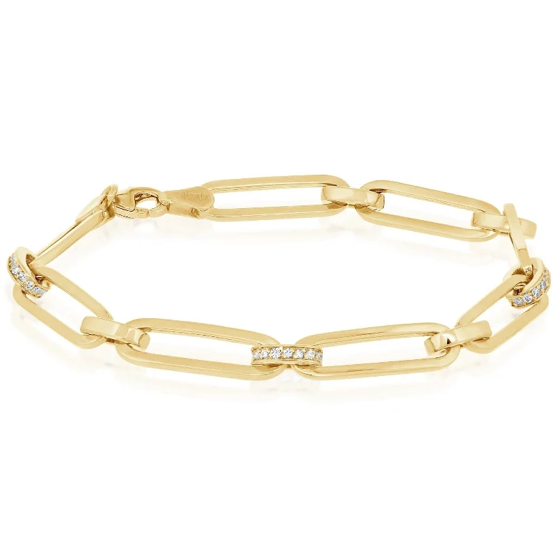 Diamond Accented Link Paperclip Bracelet