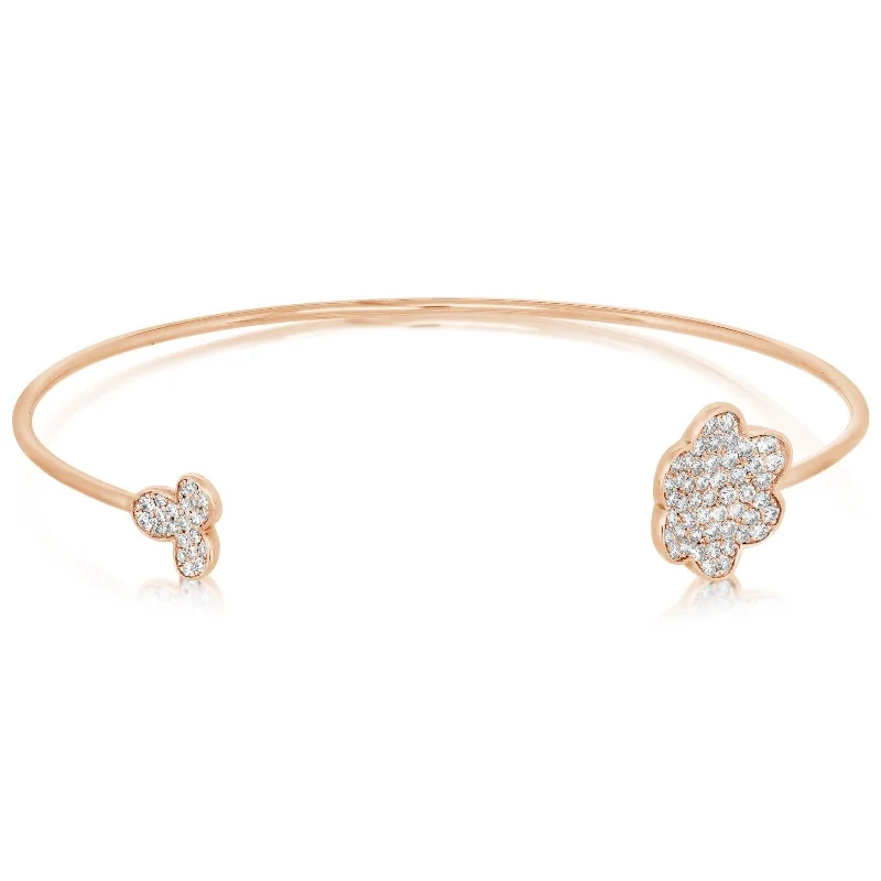 Diamond Flower Motif Cuff Bracelet