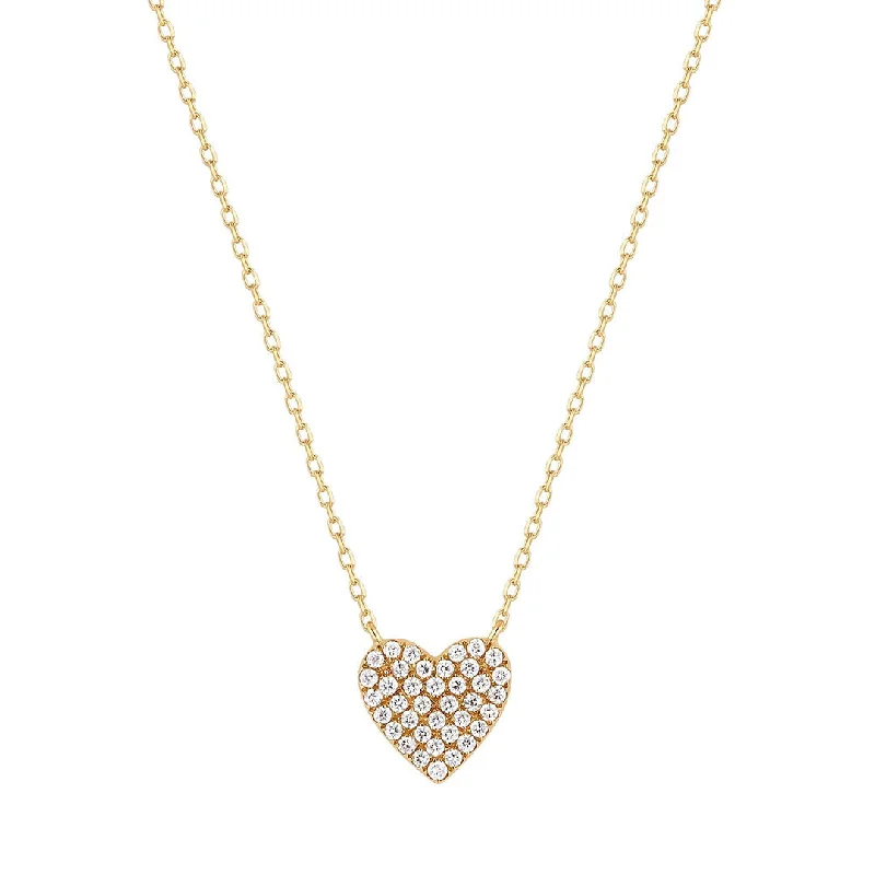 Diamond Pavé Heart 14K Yellow Gold Necklace