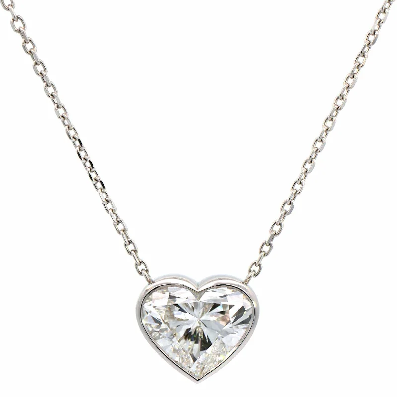 Platinum Diamond Heart Pendant Necklace