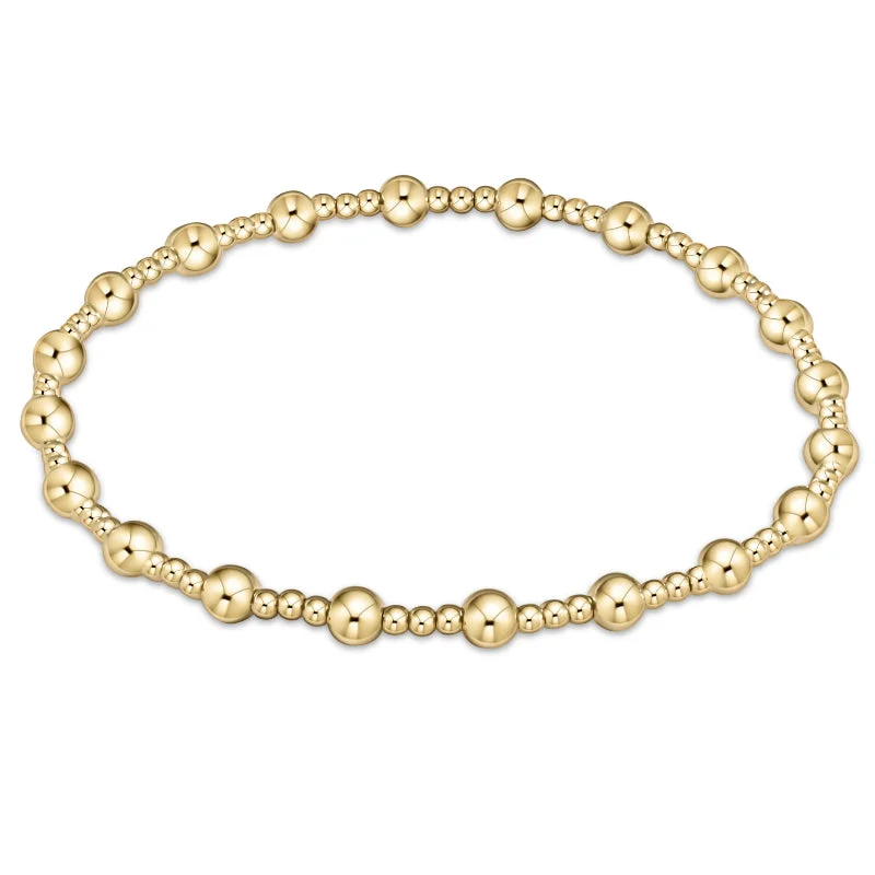 enewton 7.25" extends Classic Sincerity Pattern 4mm - 6mm Bead Bracelet - Gold