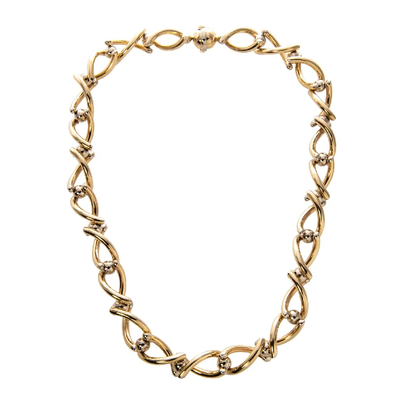 Estate 14K Gold Alternating Open Twist Link Necklace