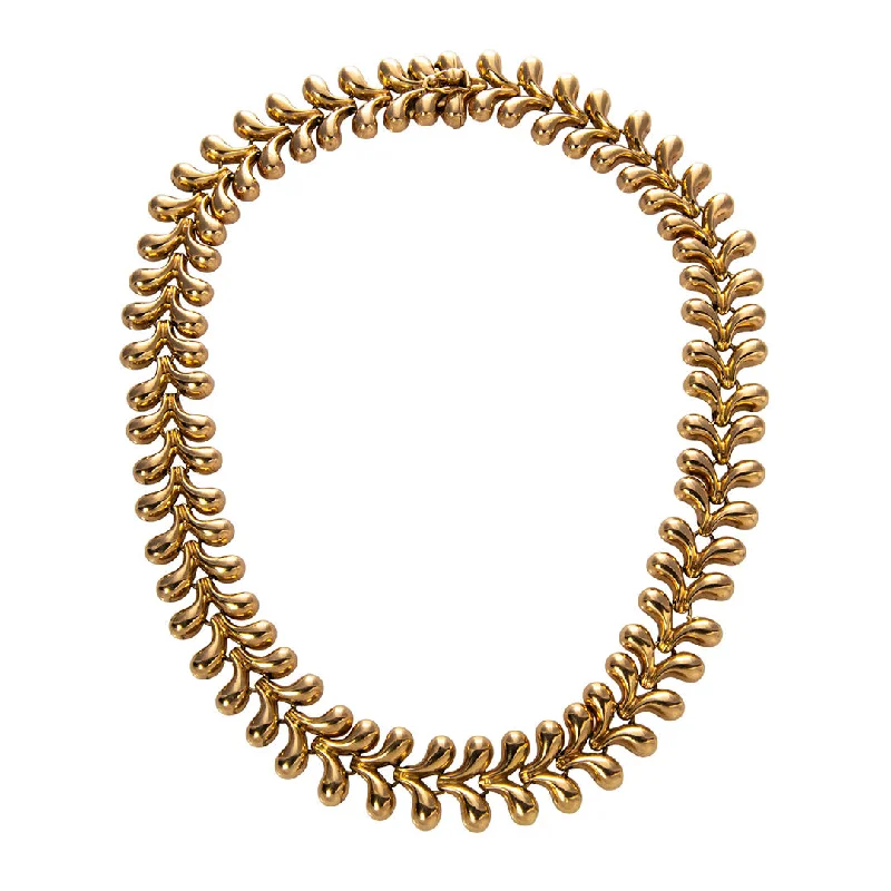 Estate 18K Yellow Gold Scalloped Collar Necklace