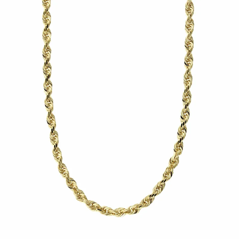 14K Yellow Gold Diamond Cut Rope Chain