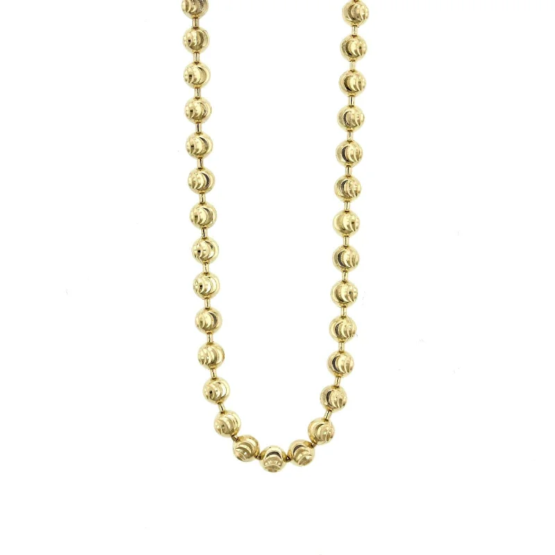 14K Yellow Gold Moon Cut Bead Necklace