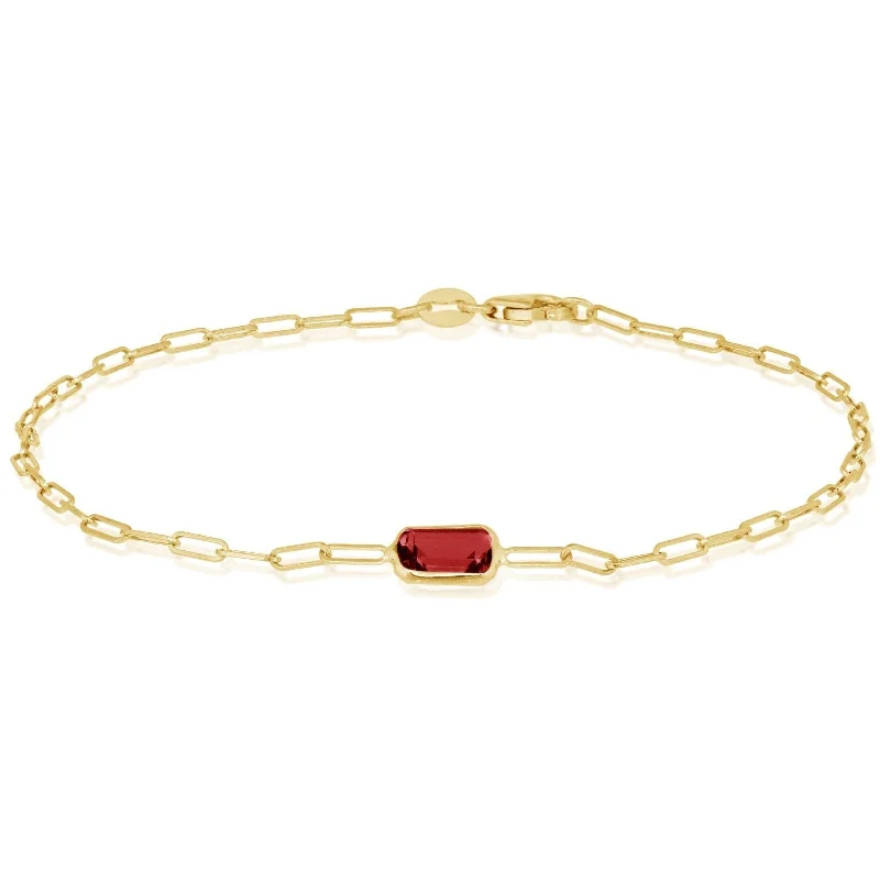 Garnet Paperclip Bracelet