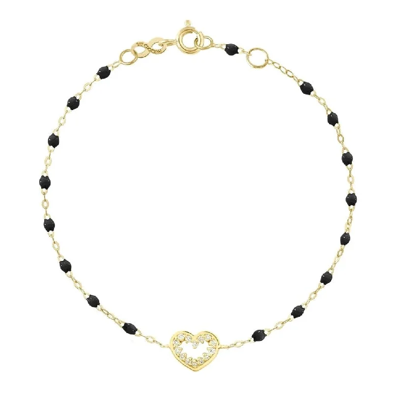 GIGI CLOZEAU Heart Supreme Diamond Bracelet in Black