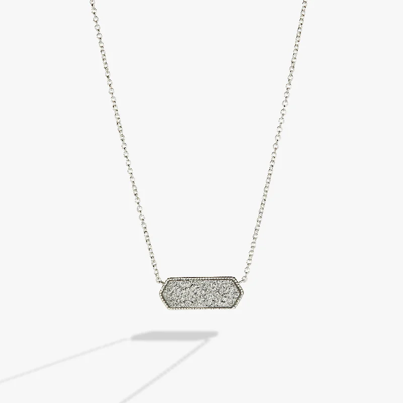 Glitter Druzy Pendant Necklace, Silver