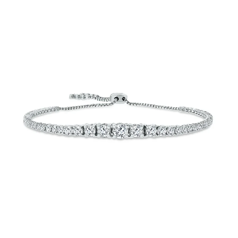 Graduated Bolo Diamond Tennis Bracelet (2.70 ct Diamonds) in White Gold