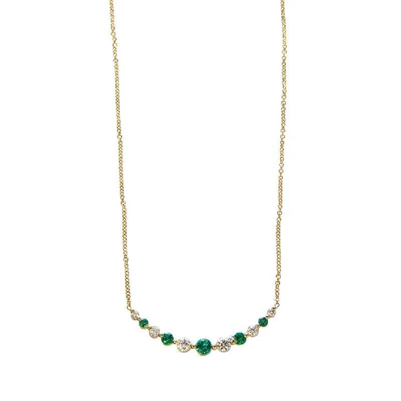 Graduated Emerald & Diamond 14K Yellow Gold Necklace