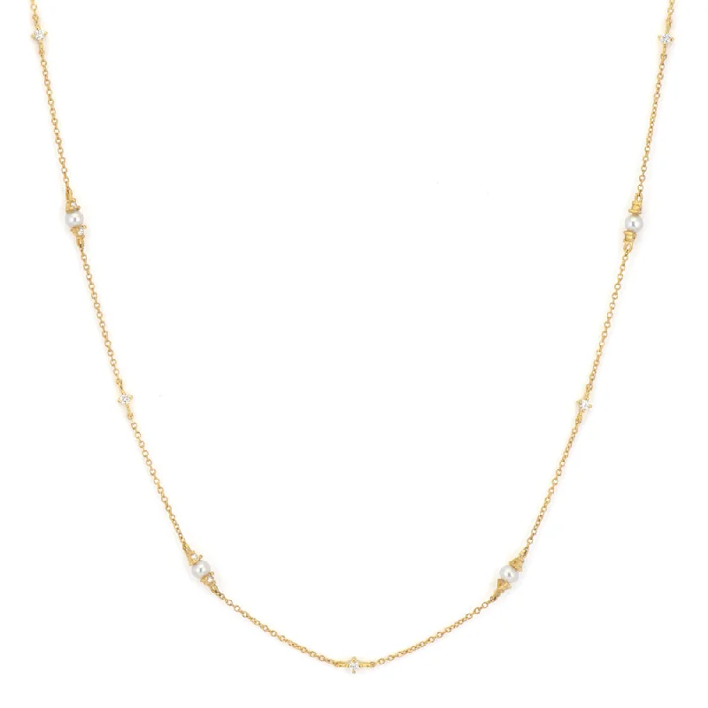 Jude Frances Pearl & Diamond Station Necklace