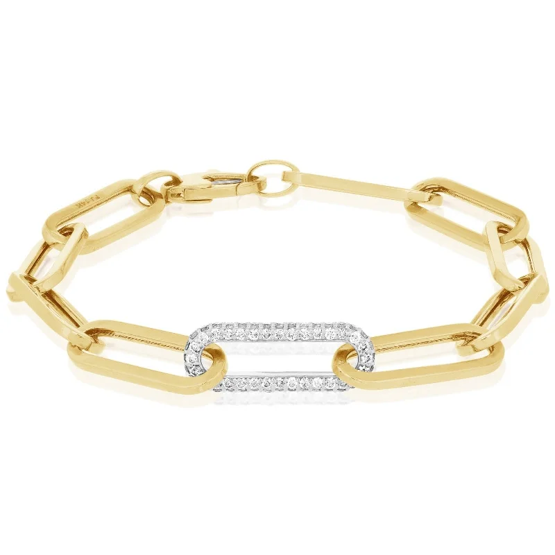 Large Link Diamond Paperclip Bracelet